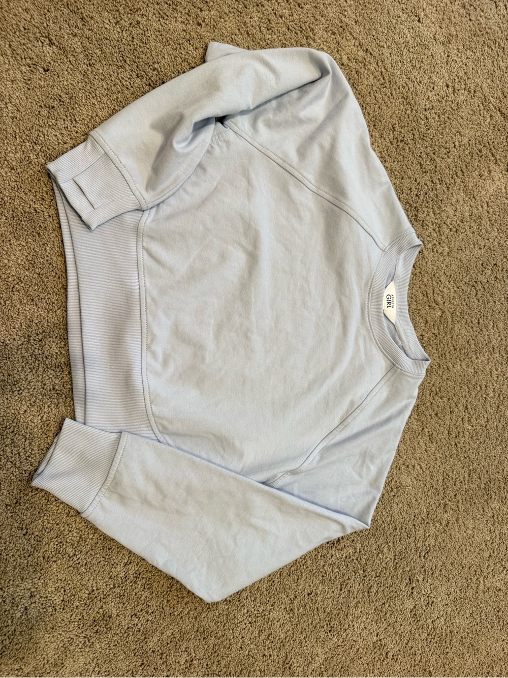 Athleta girl Cropped Light Blue Crewneck Sweatshirt size L (12) nwot